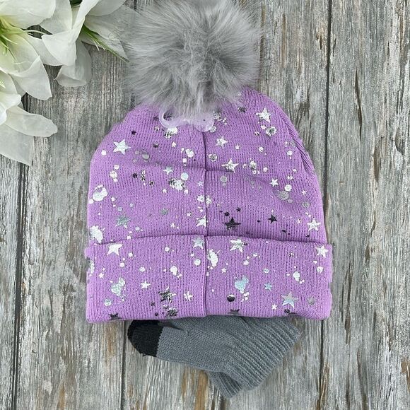 Girls Justice Ribbed & Full Print Winter Cozy Beanie and Gloves 2, 2-Piece Sets - Picture 6 of 13